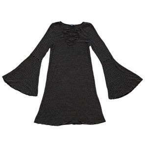 American Eagle Outfitters Dress Bell Sleeves Sz Sm Black With White Stripes EUC